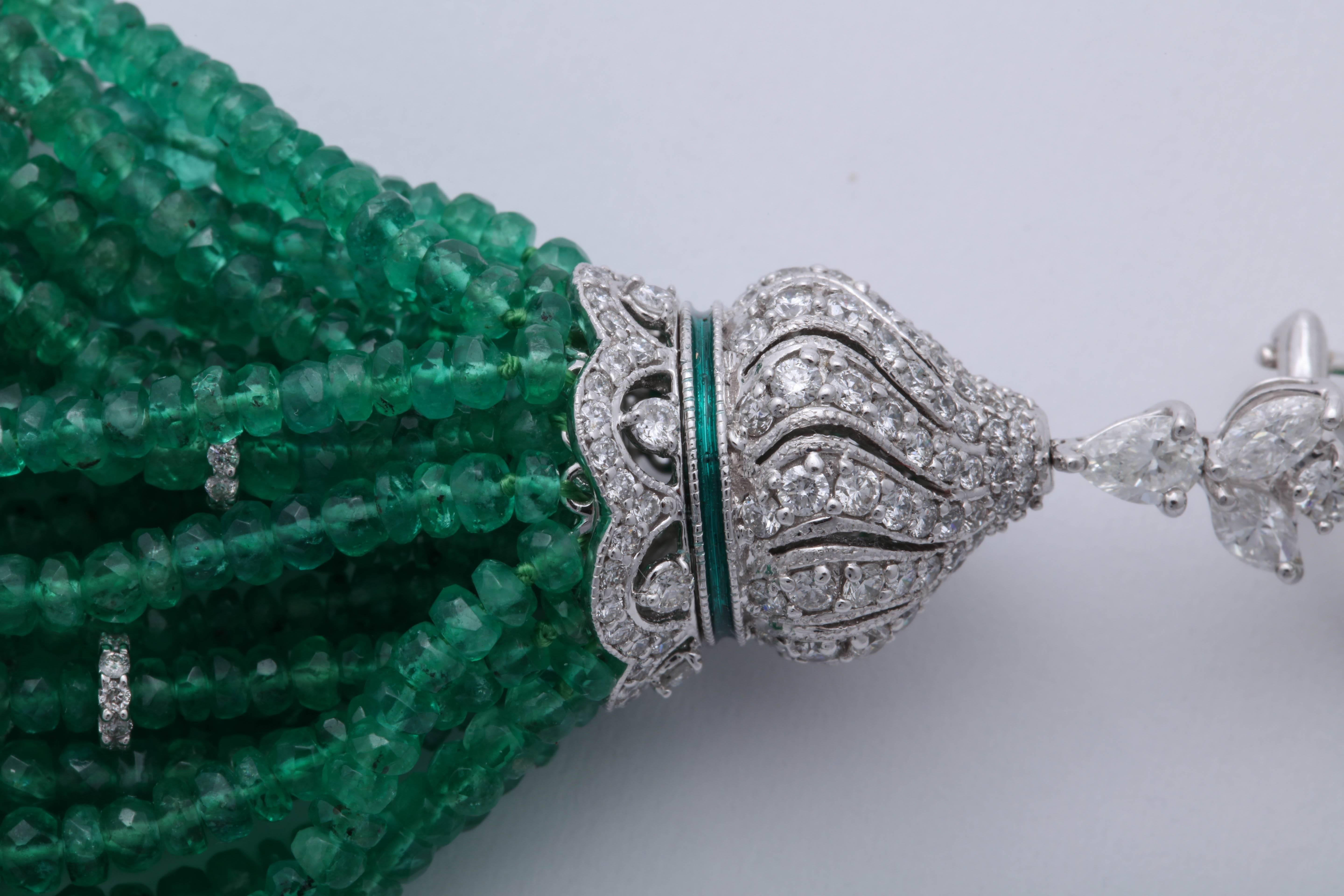 Emerald and Diamond Tassel Earrings 3