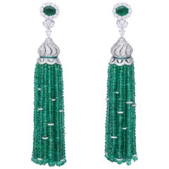 Emerald and Diamond Tassel Earrings