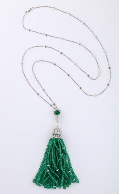 Emerald and Diamond Tassel Necklace