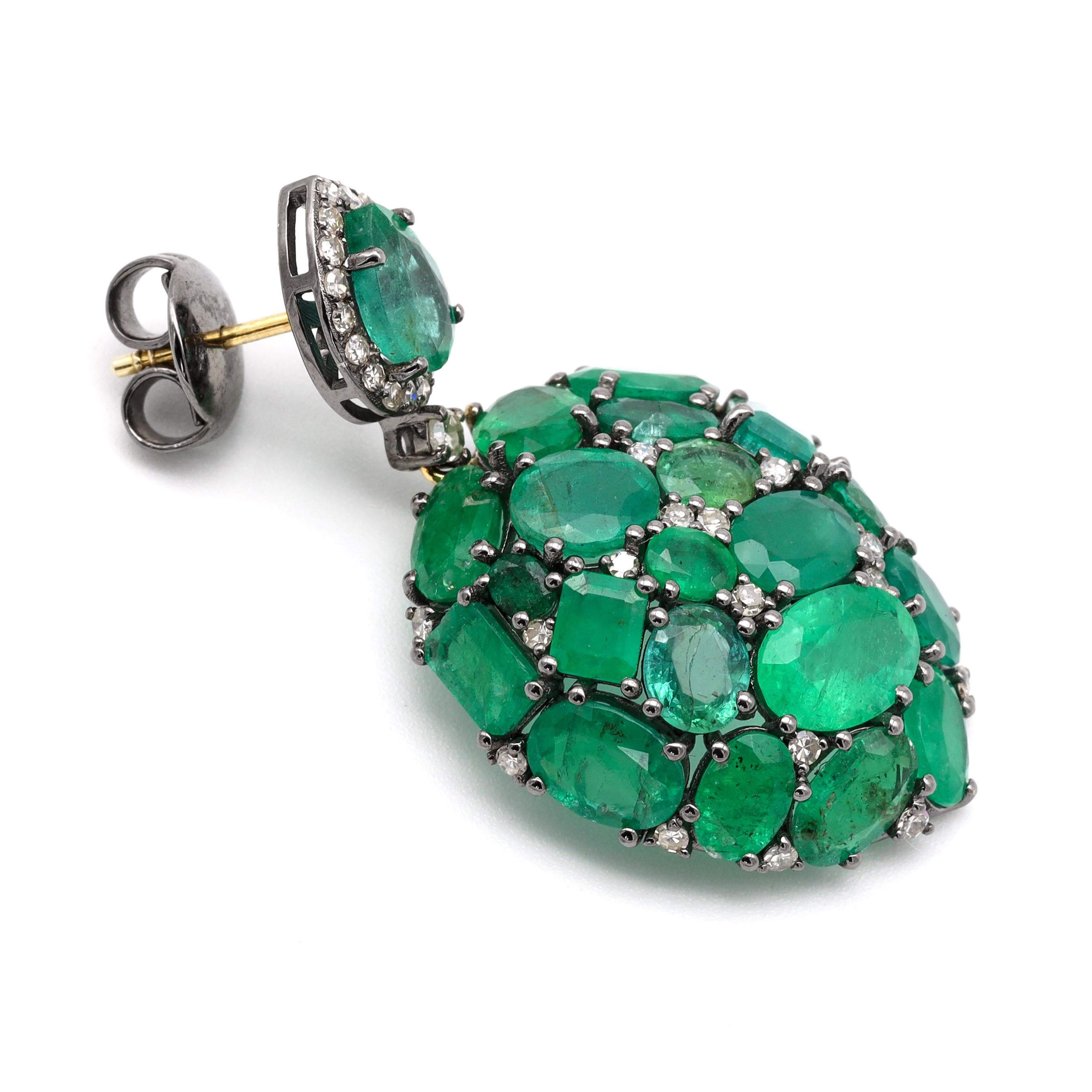 emerald teardrop earrings with diamonds