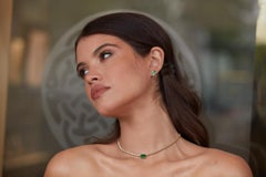 Emerald and Diamond Tennis Necklace in 18K Yellow Gold
