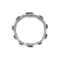 Pulsera Tenis Esmeralda y Diamantes Platino