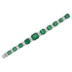 Emerald and Diamond Tennis Platinum Bracelet