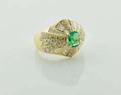 Terrell and Zimmelman Bague en or jaune 18 carats avec émeraude et diamants