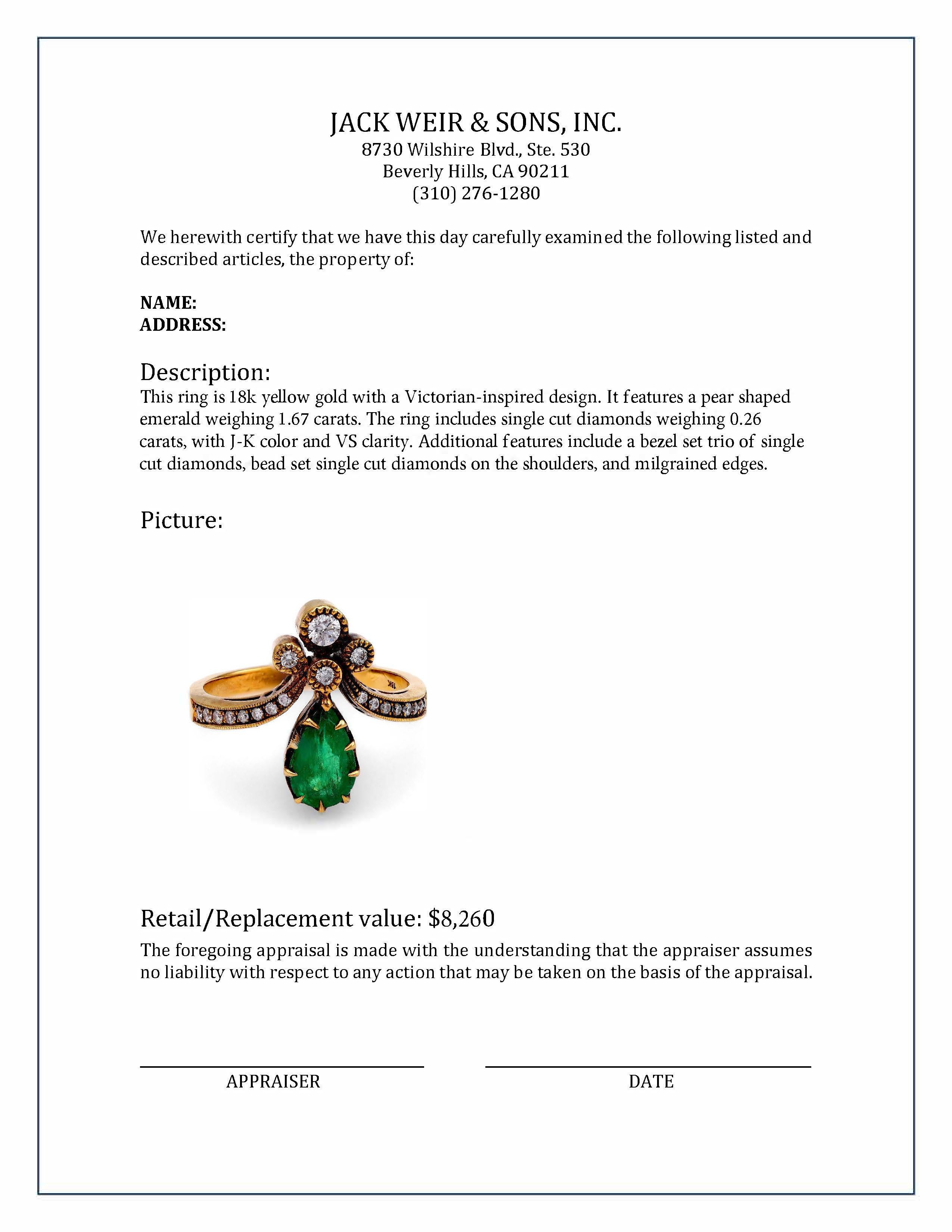 Women's or Men's Emerald and Diamond Tiara Ring For Sale