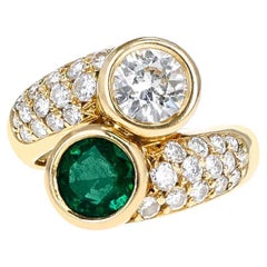 Emerald and Diamond Toi Et Moi Ring, 18k