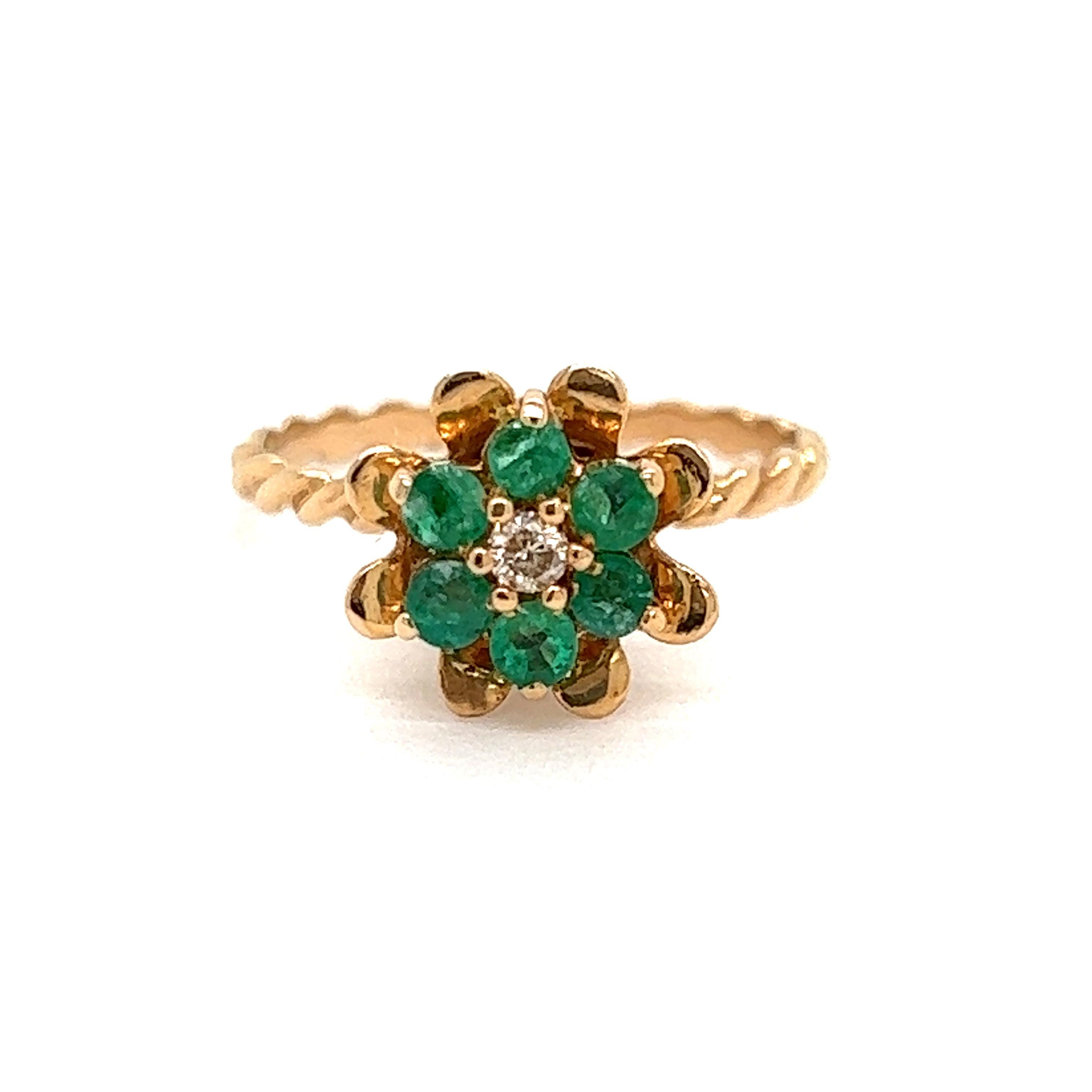 Tulip-Ring mit Smaragd und Diamant Damen