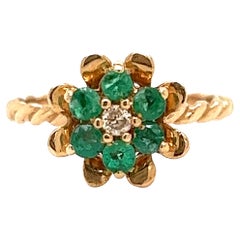 Tulip-Ring mit Smaragd und Diamant