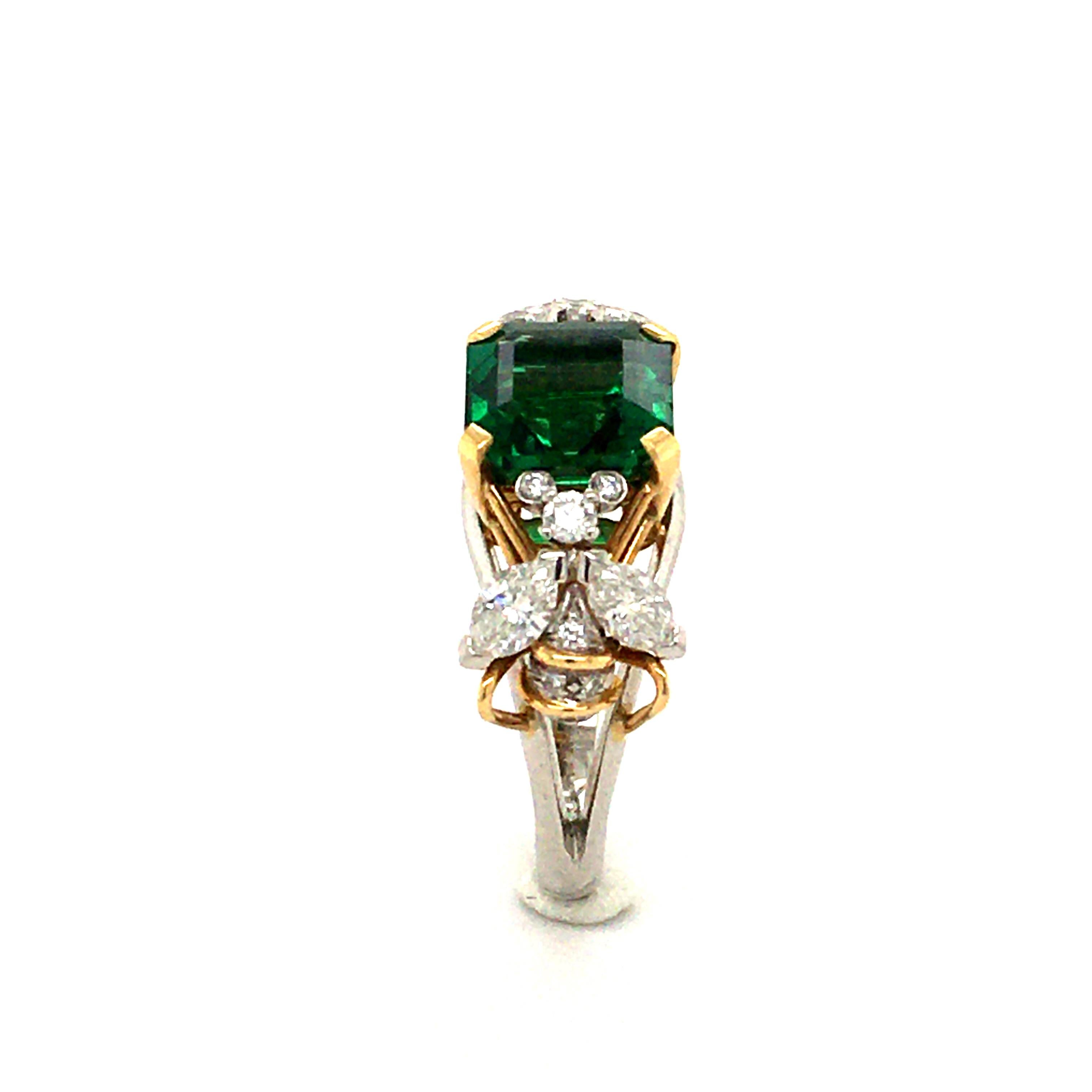Emerald and Diamond 'Two Bees' Ring, by Jean Schlumberger for Tiffany & Co. For Sale 7