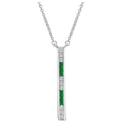 Emerald and Diamond Vertical Bar Pendant