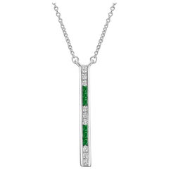 Emerald and Diamond Vertical Bar Pendant