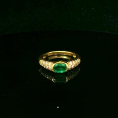 Bague vintage émeraude et diamant