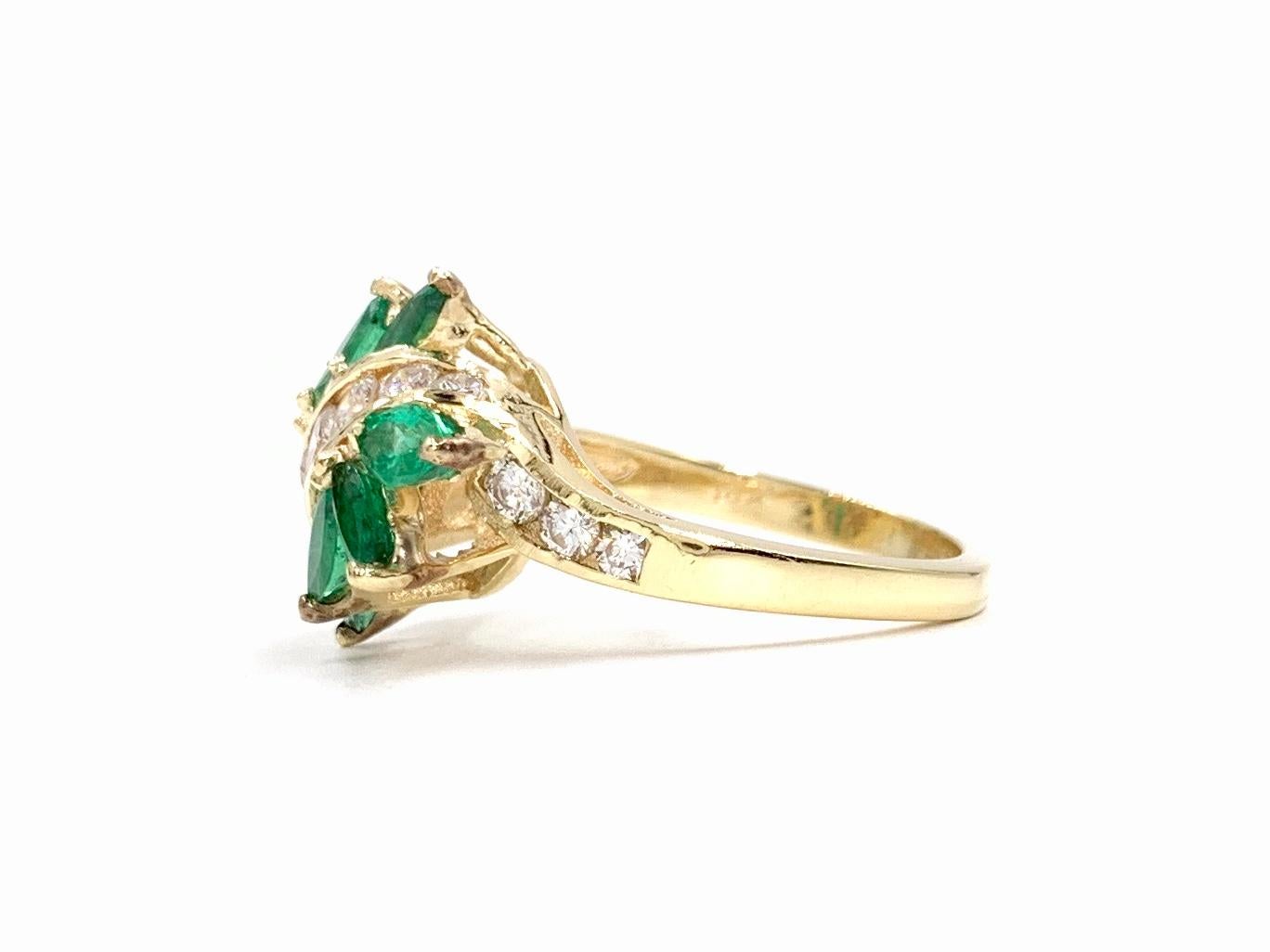 Women's Emerald and Diamond Vintage Ring For Sale
