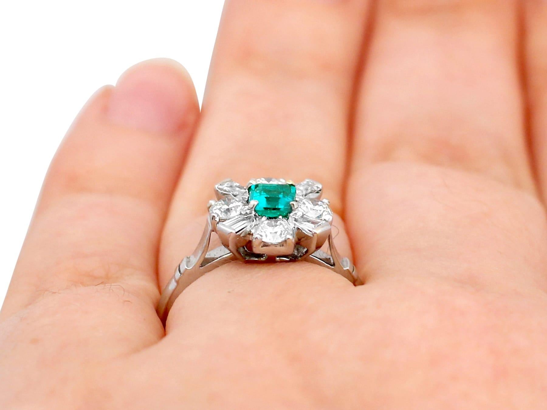 Emerald and Diamond White Gold Engagement Ring For Sale 2