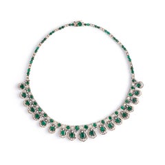 Emerald Diamond White Gold Necklace