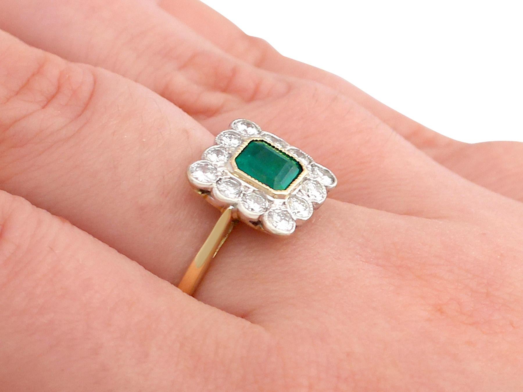 1990s Vintage Emerald and Diamond Yellow Gold Cocktail Ring 2