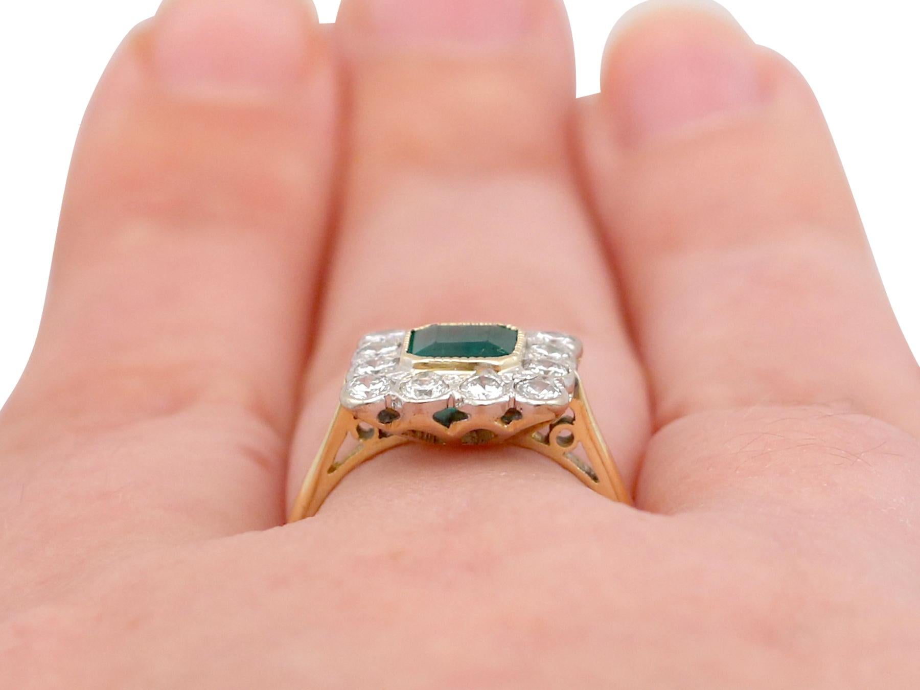 1990s Vintage Emerald and Diamond Yellow Gold Cocktail Ring 3