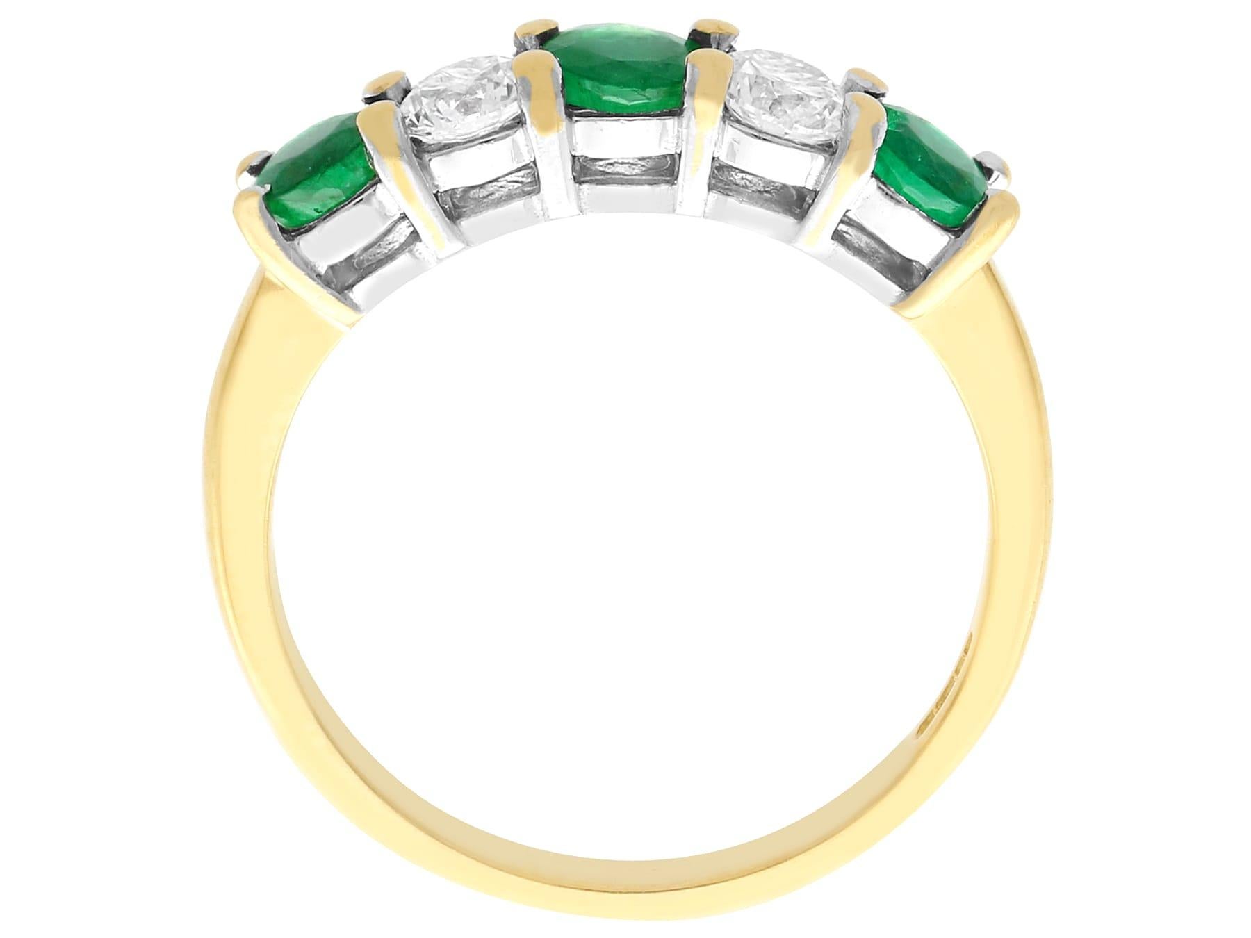 Women's or Men's Emerald and Diamond Yellow Gold Engagement Ring For Sale