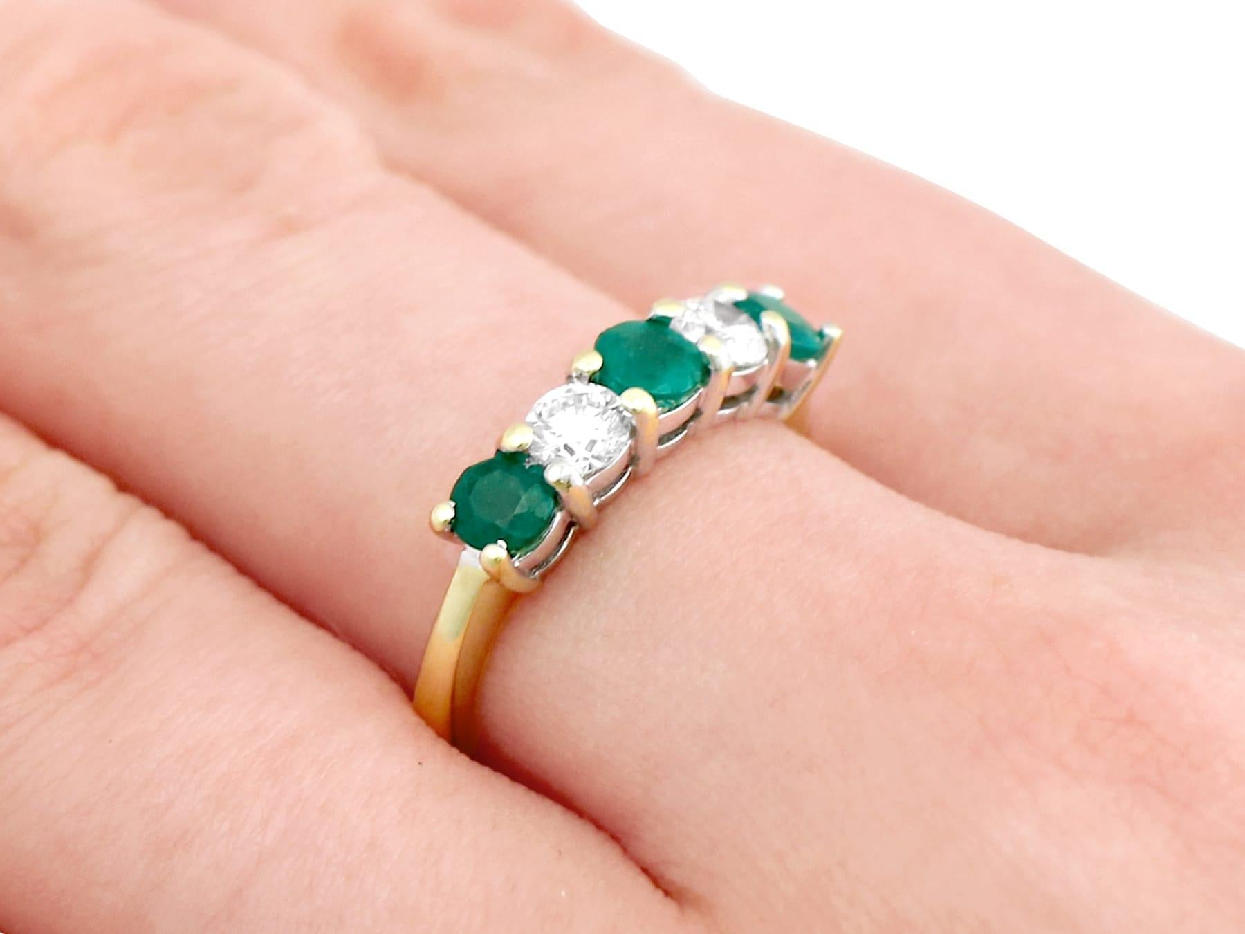 Emerald and Diamond Yellow Gold Engagement Ring For Sale 2