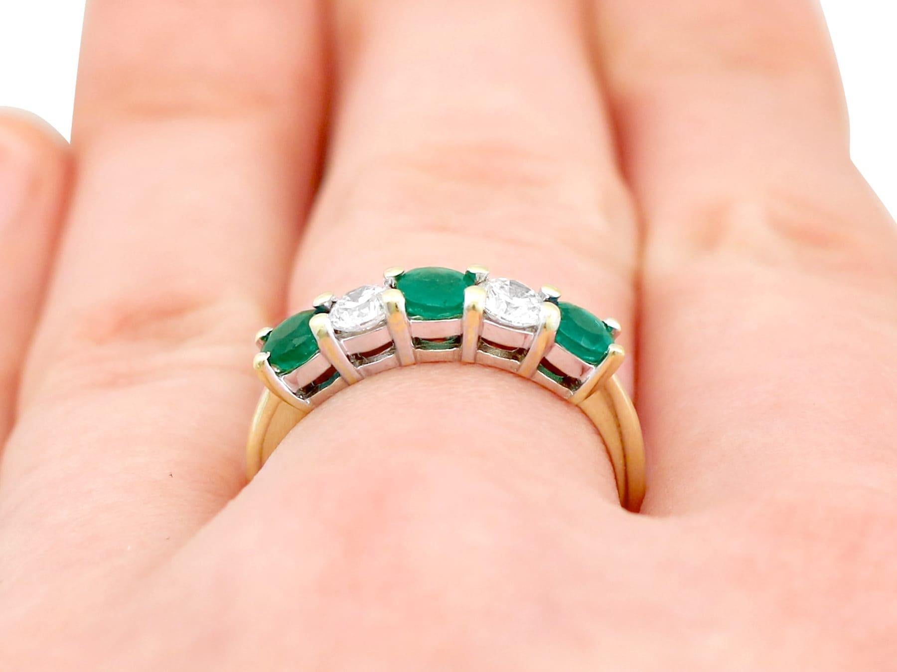 Emerald and Diamond Yellow Gold Engagement Ring For Sale 3