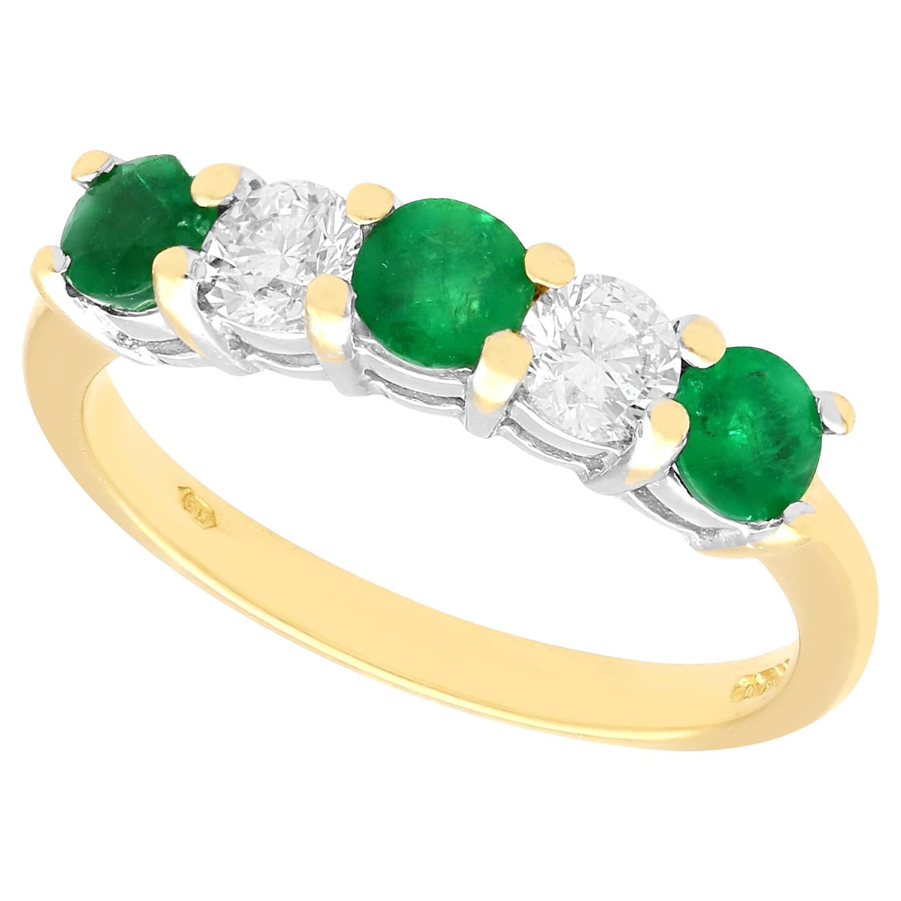 Emerald and Diamond Yellow Gold Engagement Ring