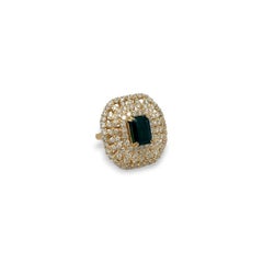 Emerald and Diamond Yellow Gold Statement Ring