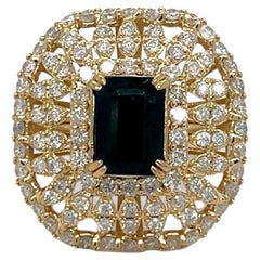 Emerald and Diamond Yellow Gold Statement Ring