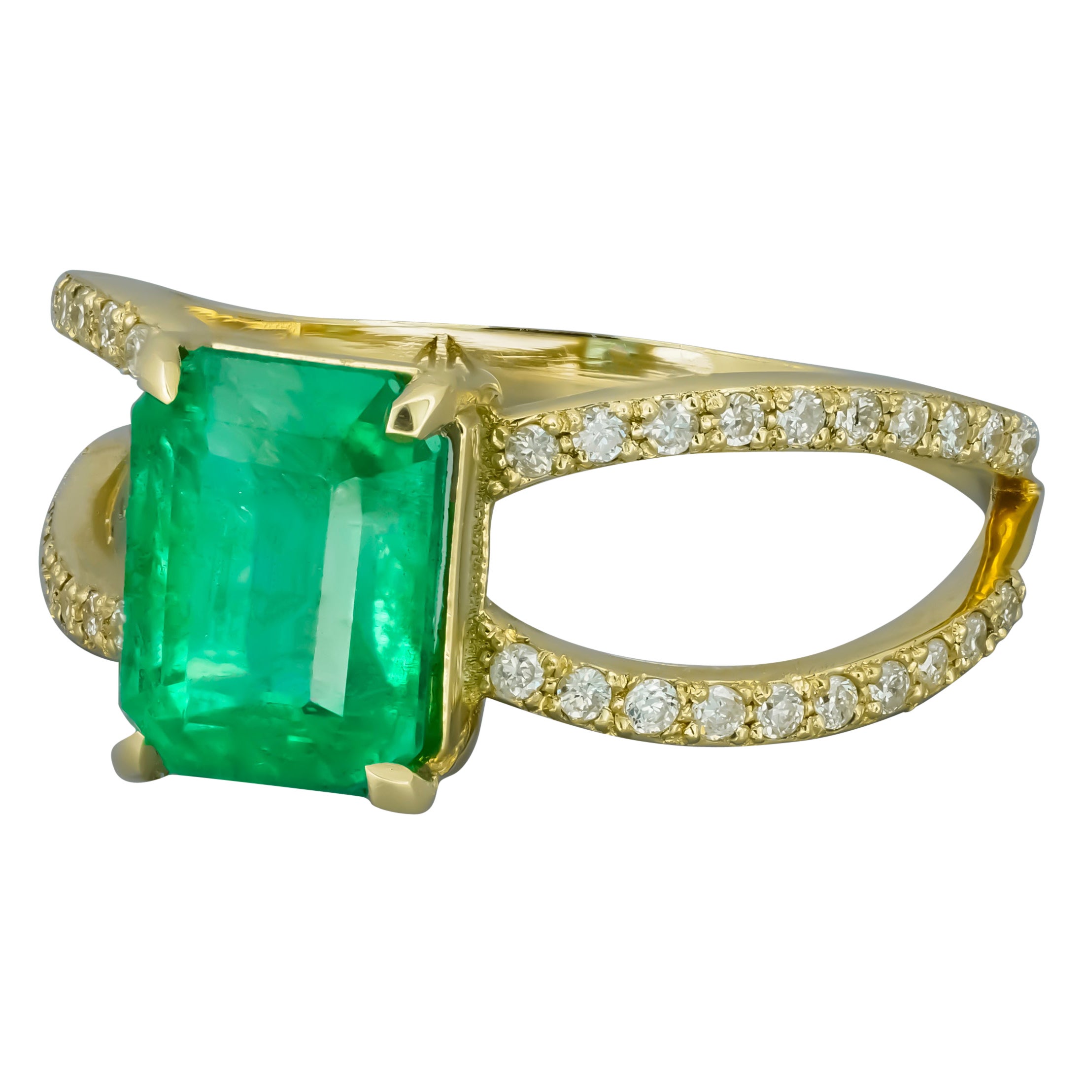 Emerald and Diamonds 14K Gold Ring, Certified For Sale at 1stDibs 25