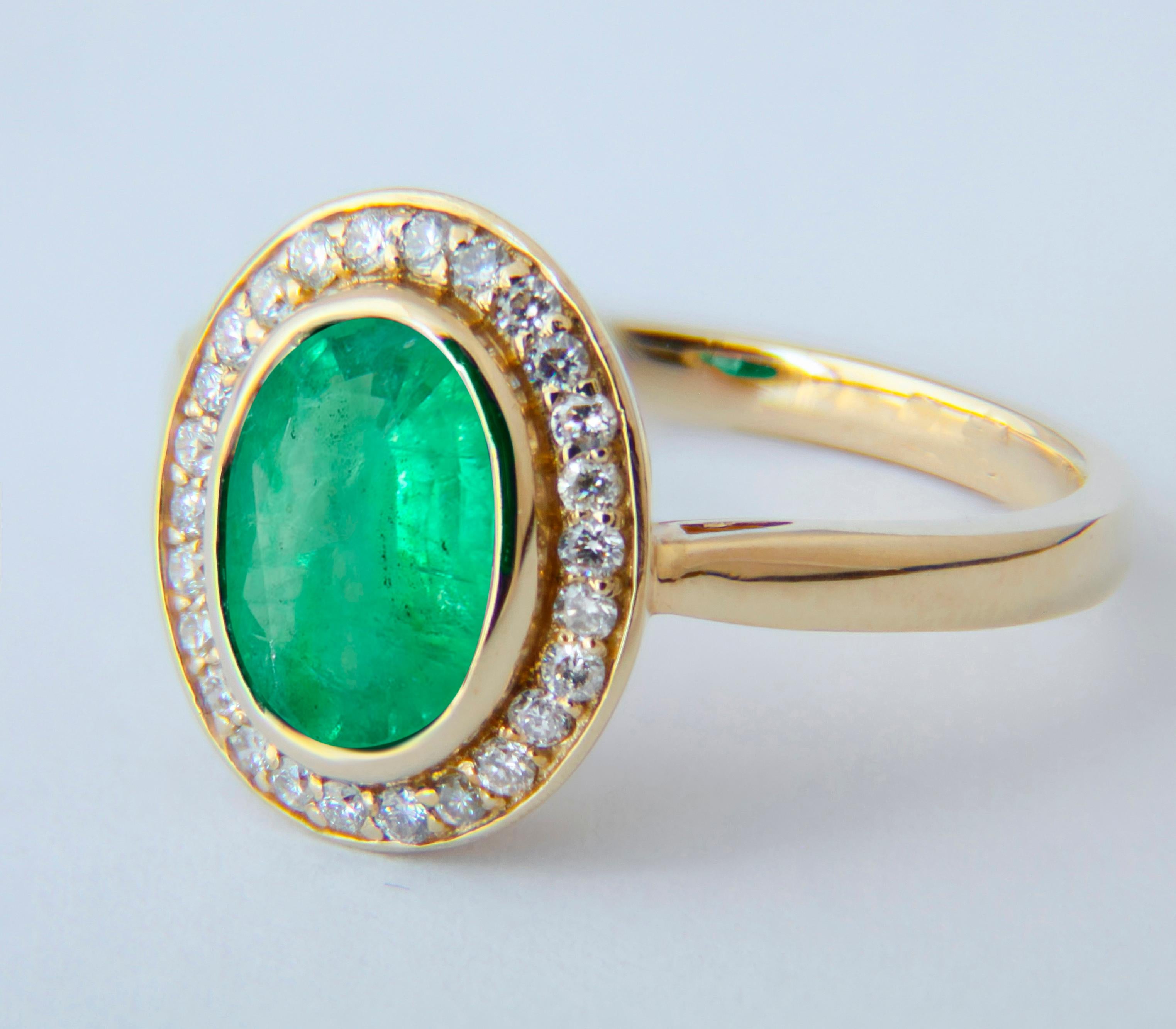 in vendita:  Anello in oro 14k con smeraldo e diamanti. 2