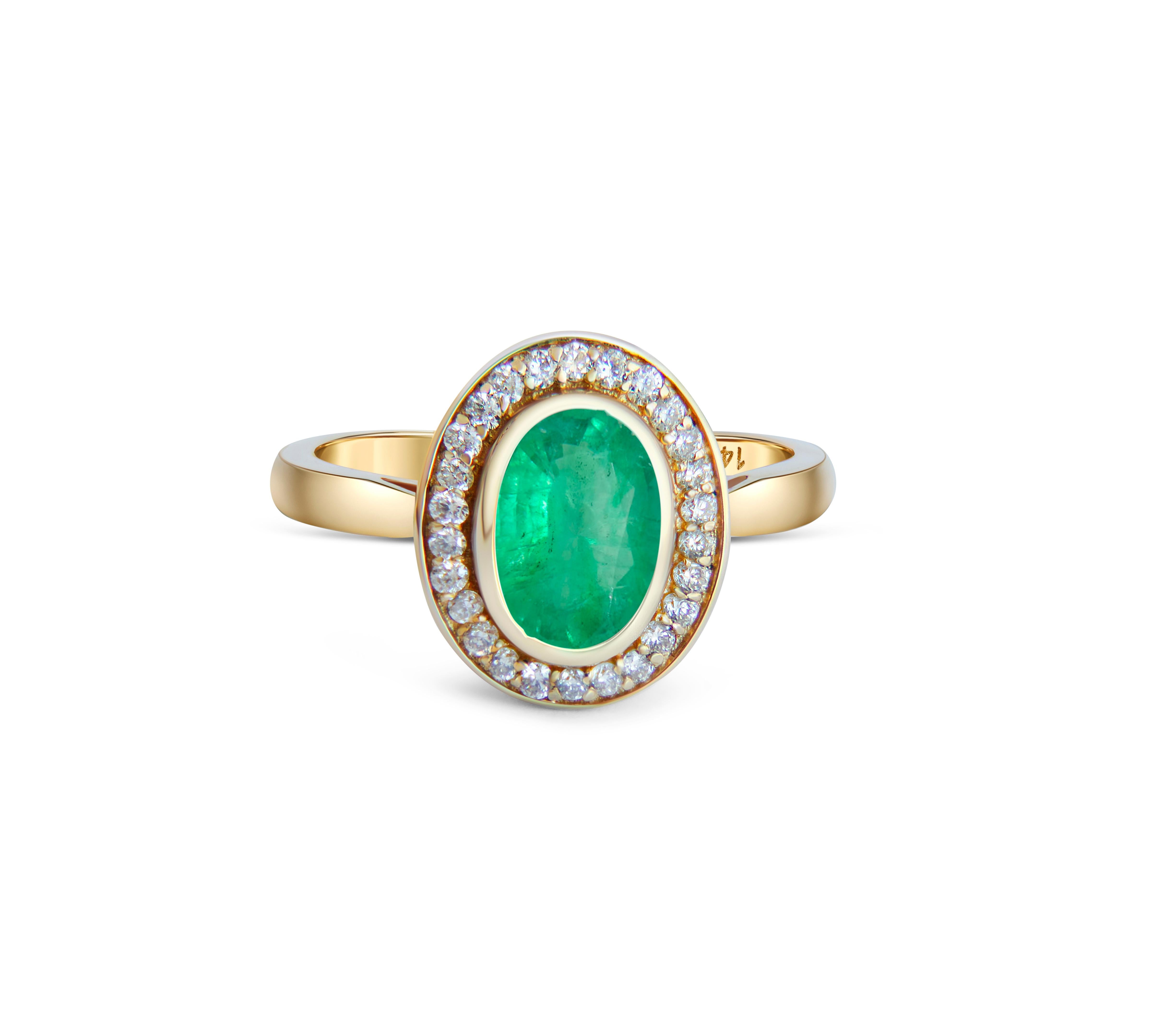 in vendita:  Anello in oro 14k con smeraldo e diamanti. 4