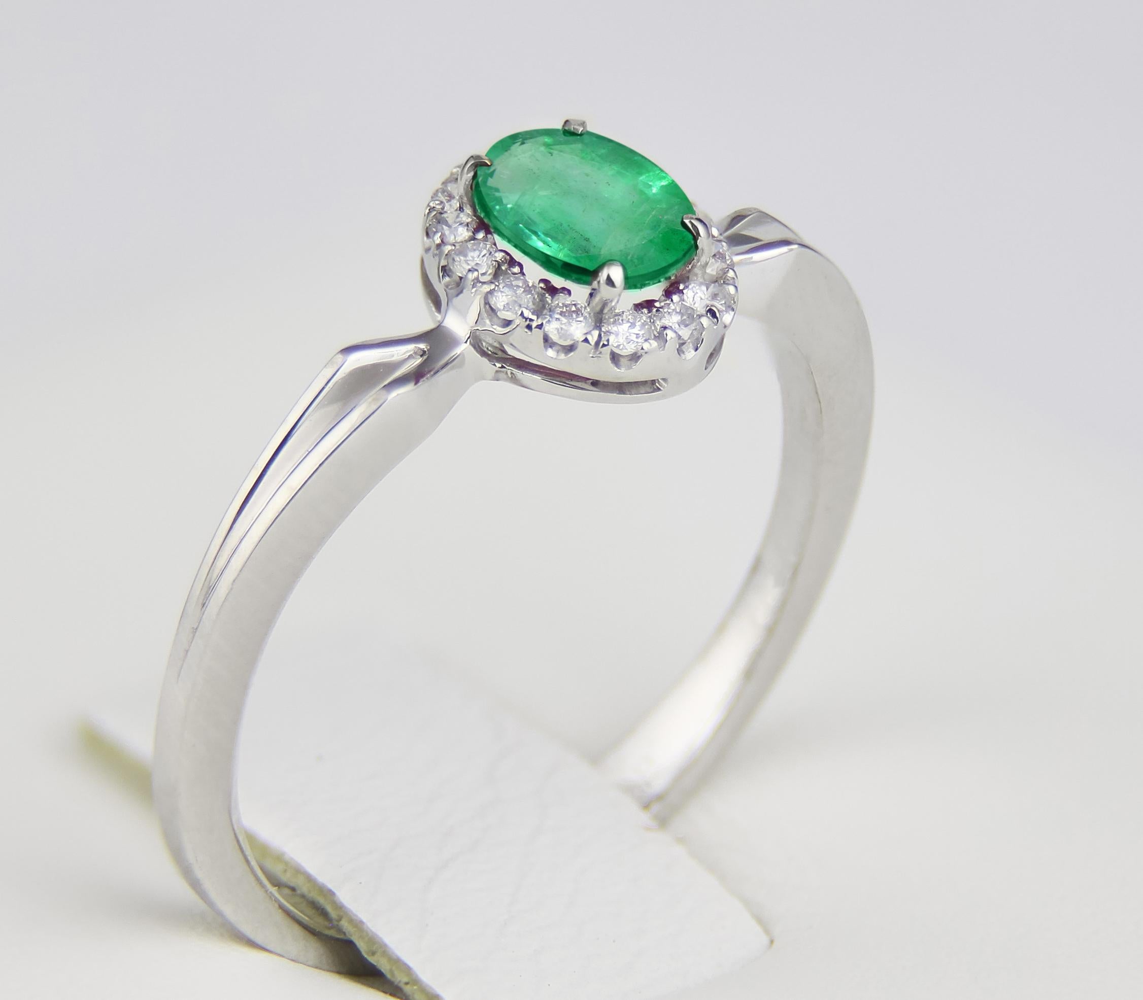 Emerald and diamonds 14k gold ring.  In New Condition For Sale In Istanbul, TR