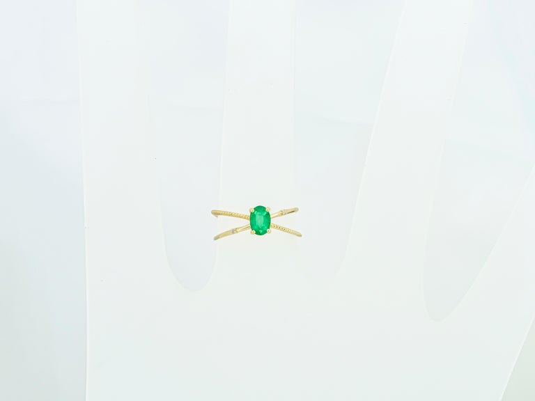 For Sale:  Emerald and diamonds 14k gold ring 6