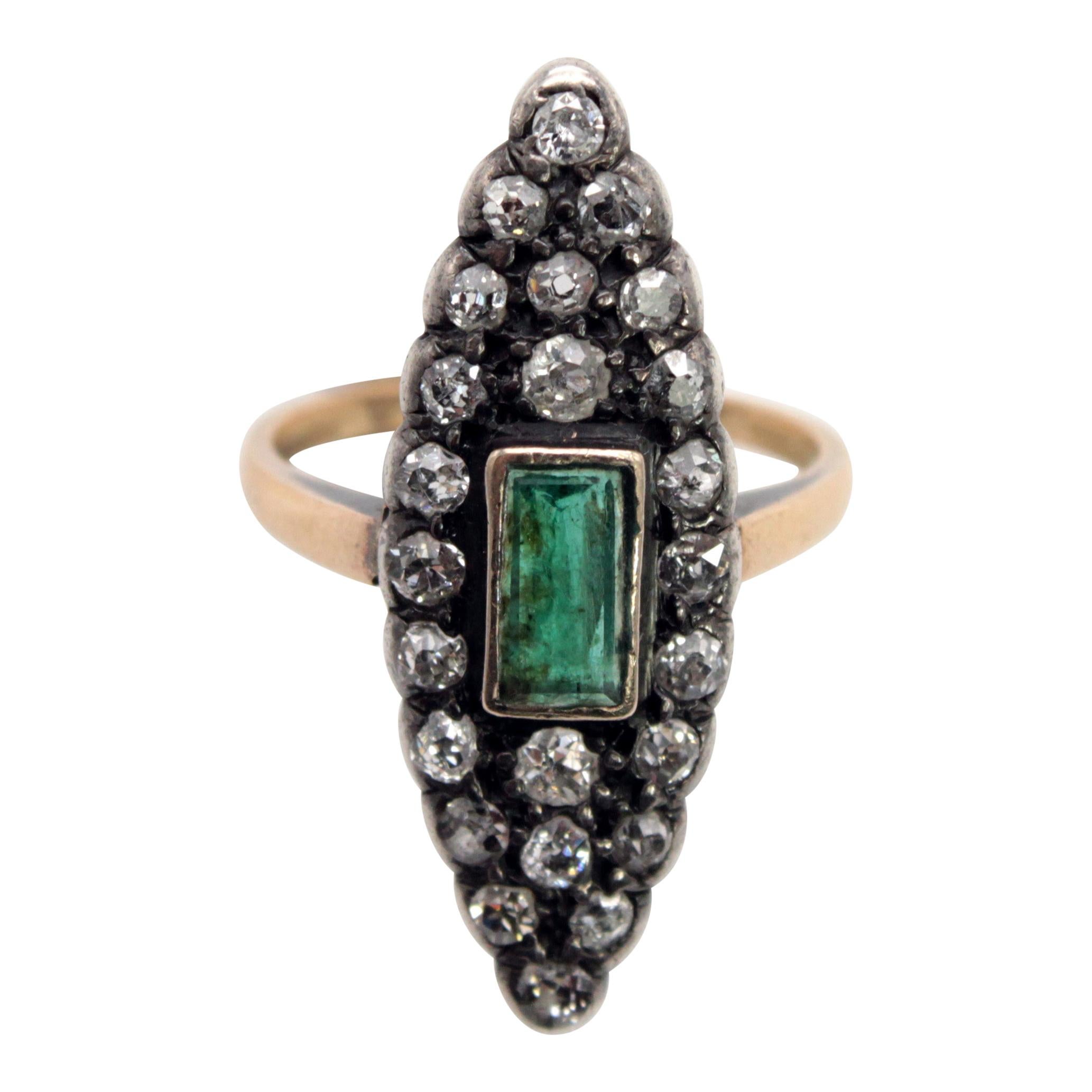 Emerald and Diamonds Cocktail Ring