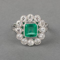 Emerald and Diamonds French Antique Ring