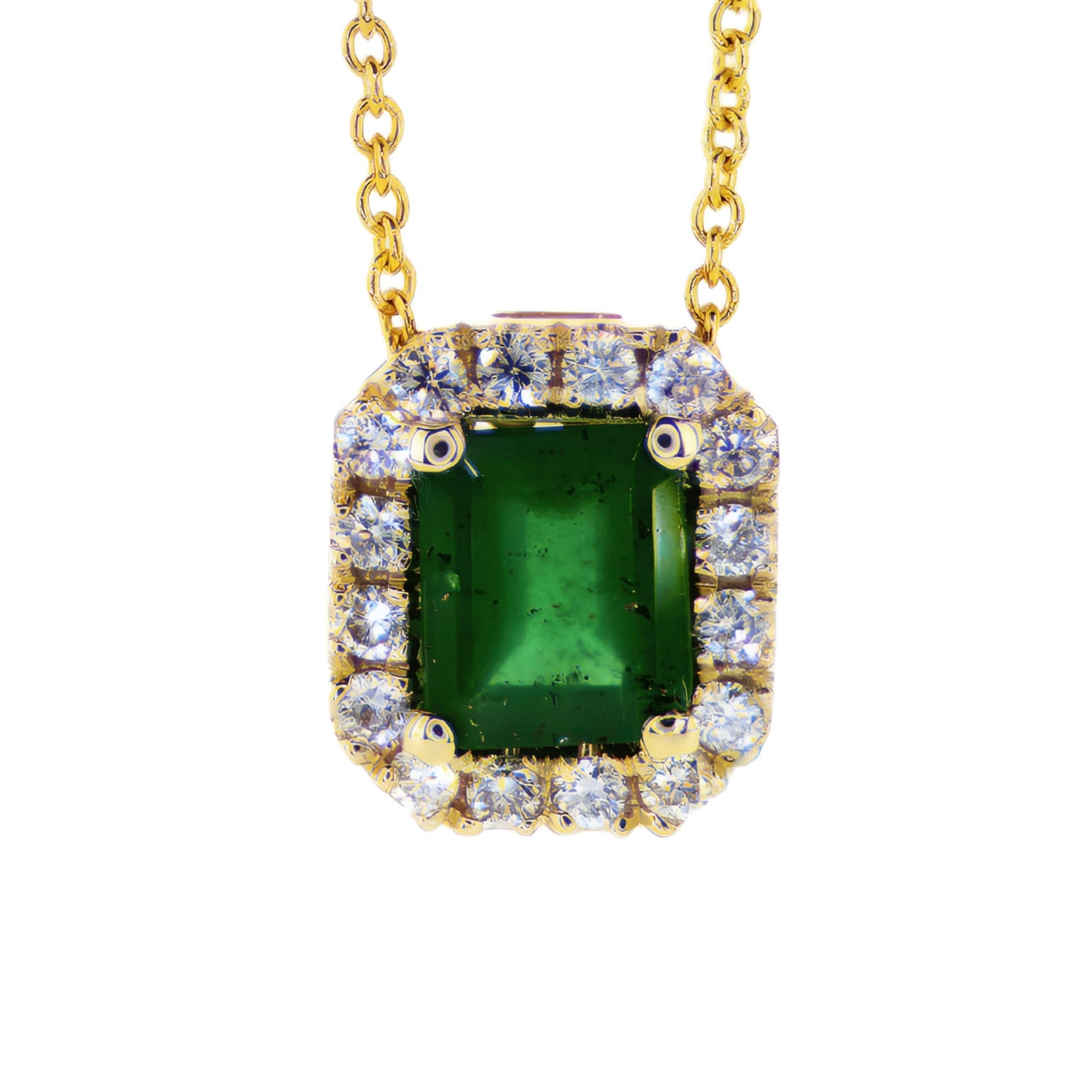 0.55CT Emerald Shape Emerald and Diamonds Halo 14K Yellow Gold Pendant and Necklace

Product Description:

Presenting our Emerald And diamonds Halo Necklace, a remarkable expression of timeless elegance and artistic craftsmanship. This pendant and
