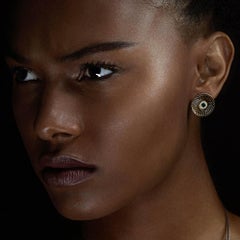 18 Karat Gold Emerald and Diamonds Sunflower Earrings