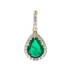 Emerald and Diamonds Pendent, 18 Karat Gold