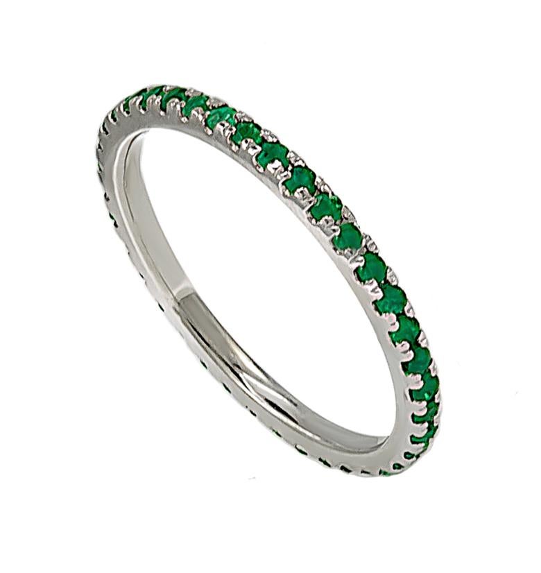 Contemporary Emerald and Gold Band For Sale