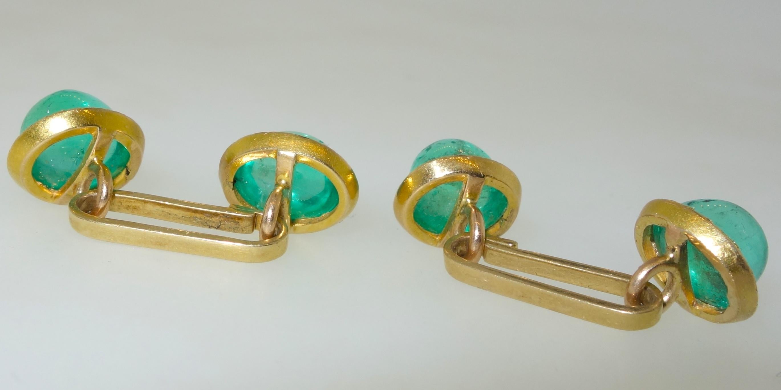 Emerald and Gold Cufflinks, circa 1890 In Good Condition In Aspen, CO