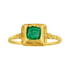 Antique Emerald and Gold Renaissance Ring