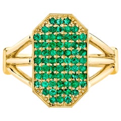 Emerald and Gold Shield Ring