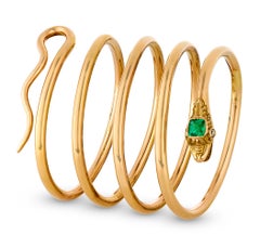 Emerald and Gold Snake Bracelet
