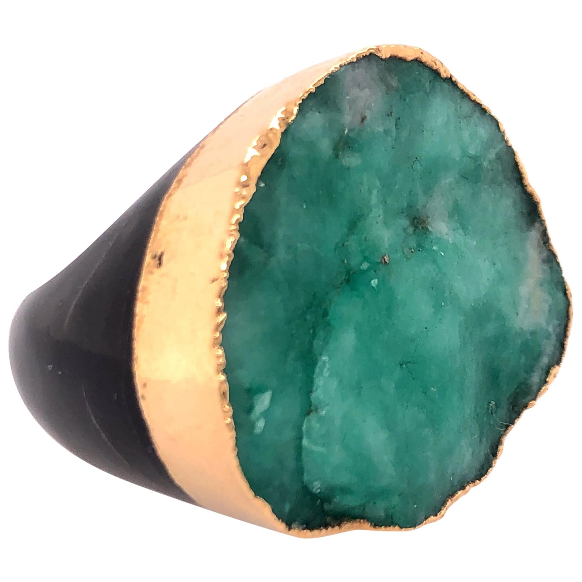 Emerald and Horn Ring For Sale