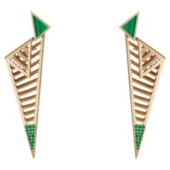 JV Insardi Emerald and Malachite 18kt Gold Earrings