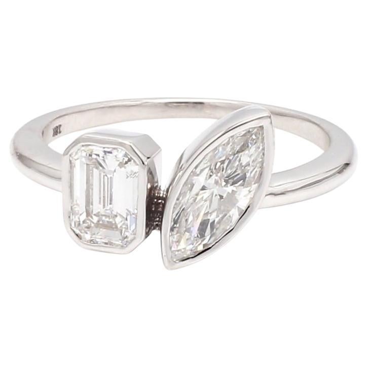 Emerald and Marquise Diamond Duo Ring – GIA Certified