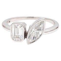 Emerald and Marquise Diamond Duo Ring – GIA Certified