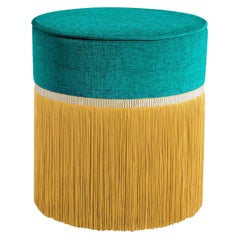 Emerald and Mustard Couture Geometric Bicolor Pouf