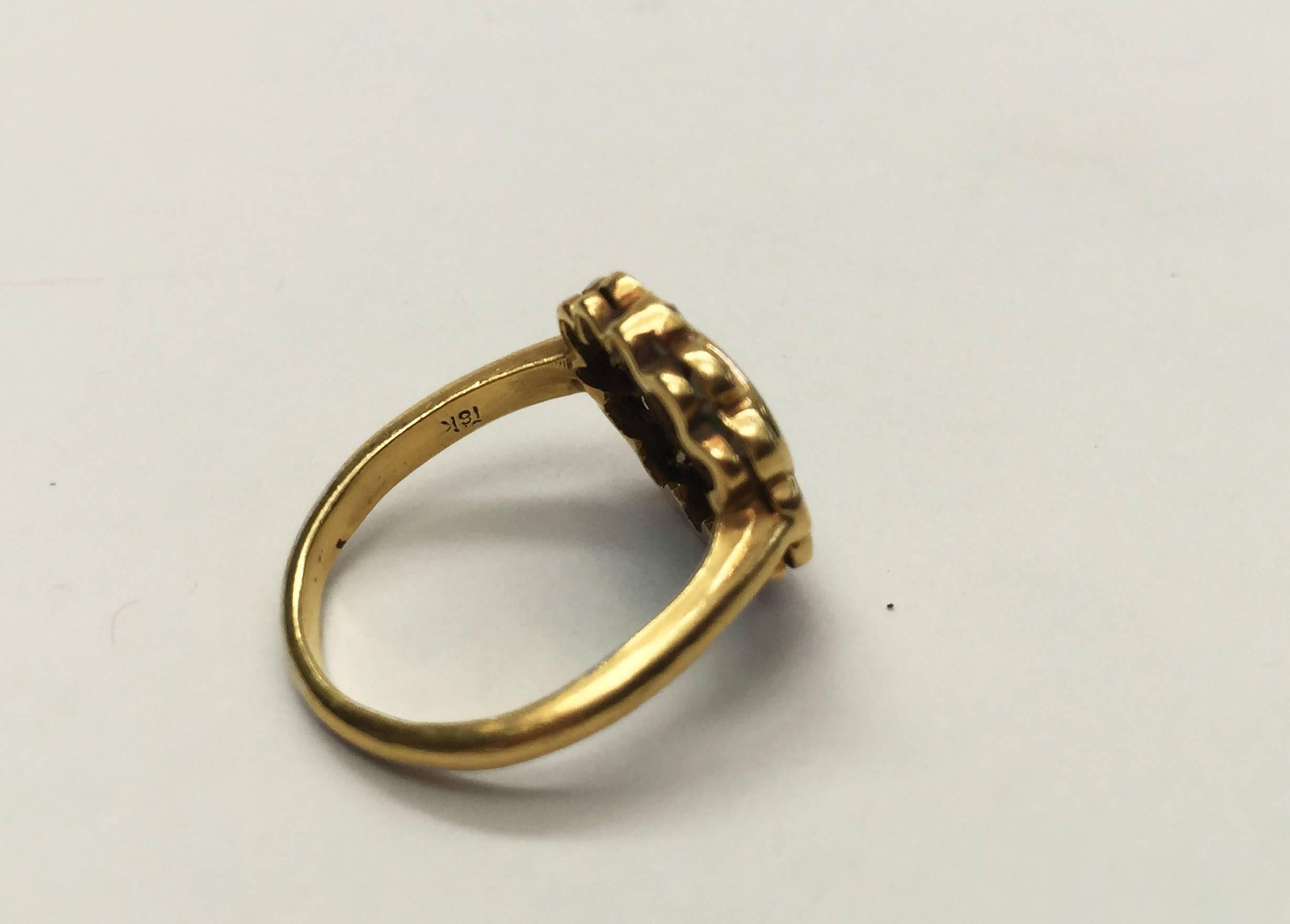Women's or Men's Marina J Emerald and Old Cut Diamond 18K Yellow Gold Ring