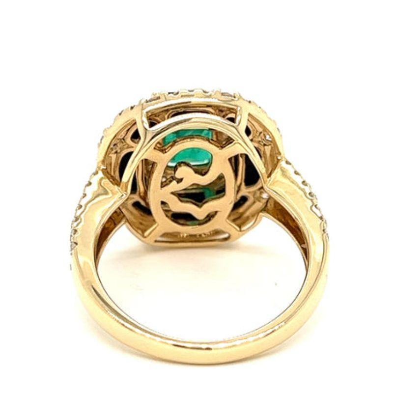 Modern Emerald and Onyx Ring in 14Kt Yellow Gold