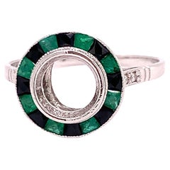 Emerald and Onyx Semi Mount Engagement Ring